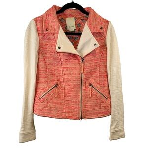 Anthropologie- Elevenses Tweed| Color Block| Moto Jacket